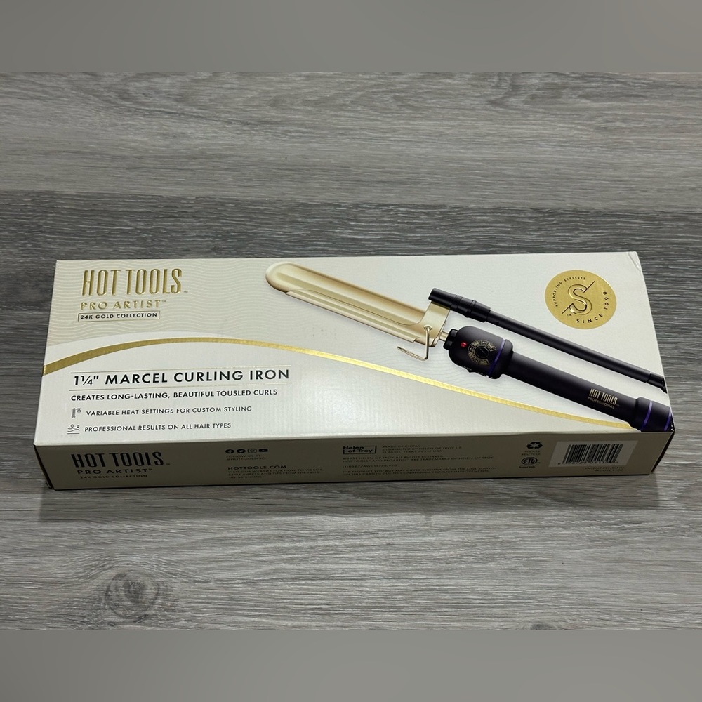 Hot Tools Pro Artist 24K Gold Collection 1 1/4 Inch Marcel Curling Iron *New*
